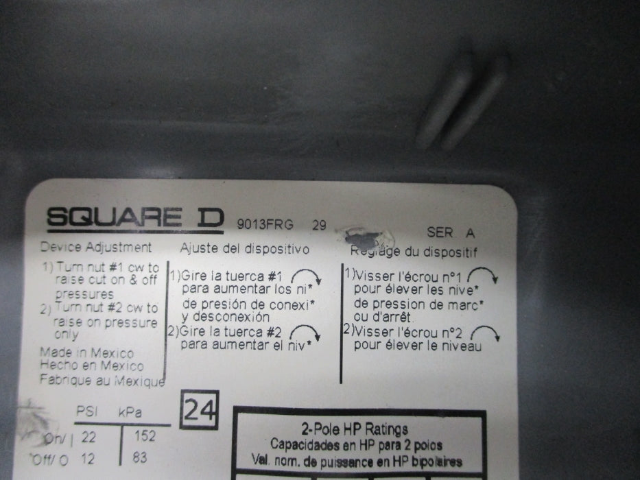 SQUARE D 9013FRG29 SER. A 12/22PSI NSNP
