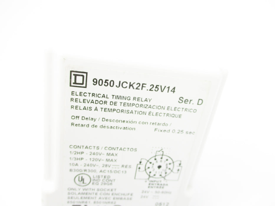 SQUARE D 9050JCK2F.25V14 SER. D 240V 10A .25S UNMP