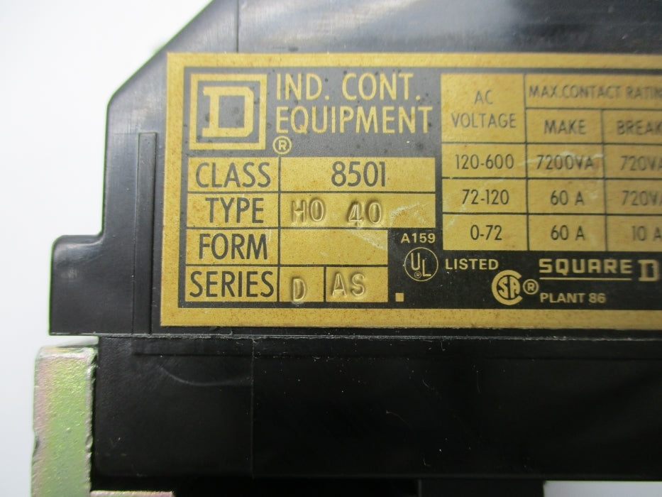 SQUARE D 8501HO40V02 SER. D 110/120V NSNP