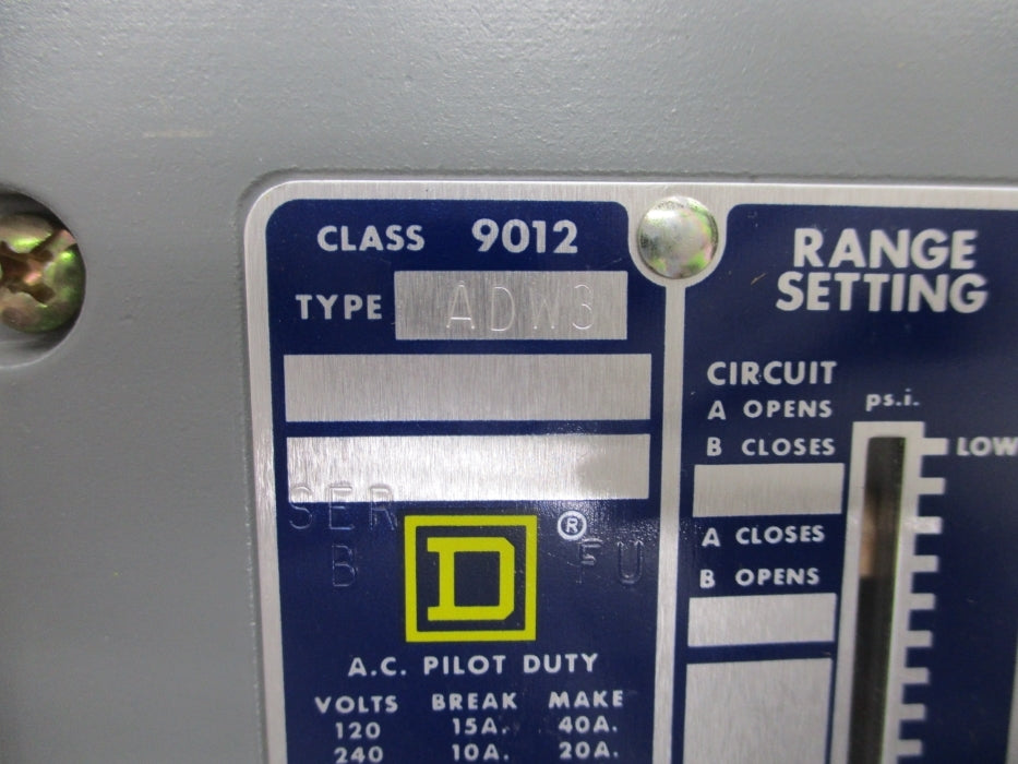 SQUARE D 9012ADW3 SER. B 135-1000PSI NSMP