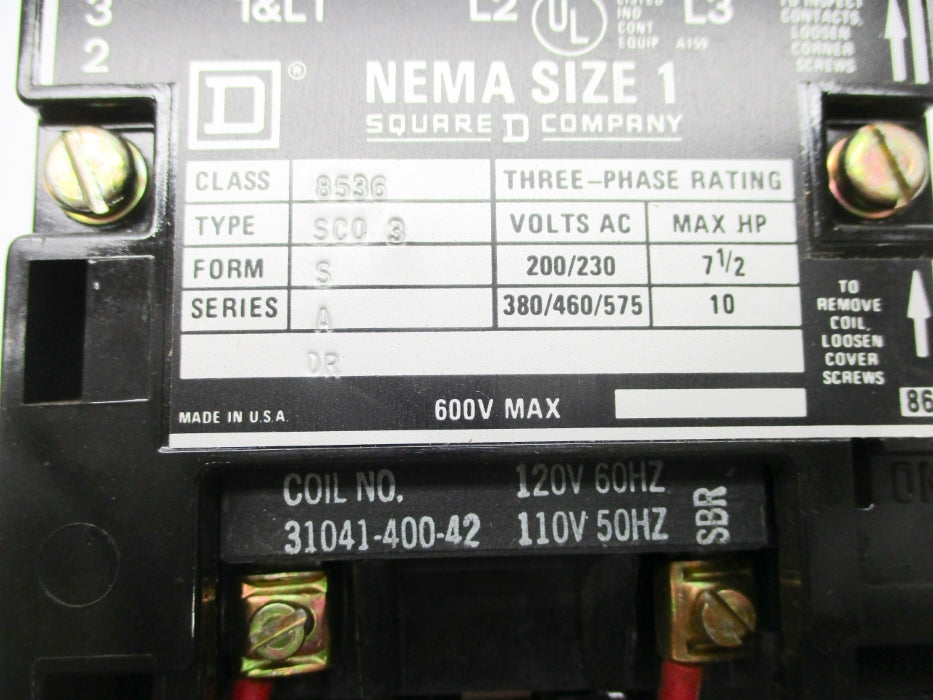 SQUARE D 8536SCO3V02 SER. A 110/120V NSNP