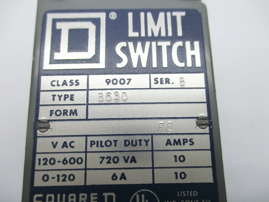 SQUARE D 9007B53D SER. B 120-600VAC 10A NSNP