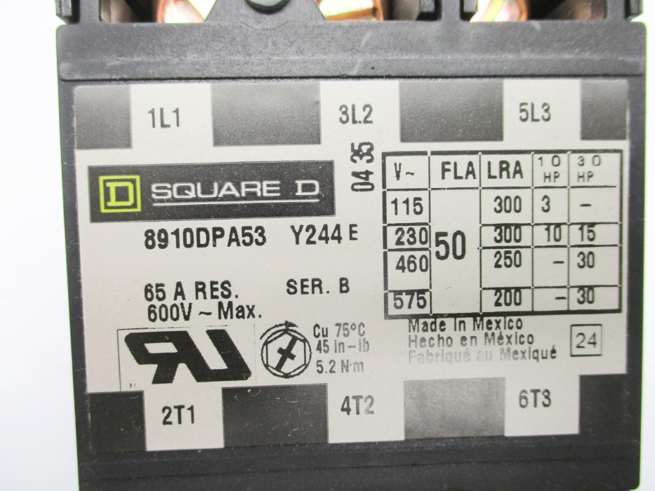 SQUARE D 8910DPA53V01 SER. B 24V NSNP