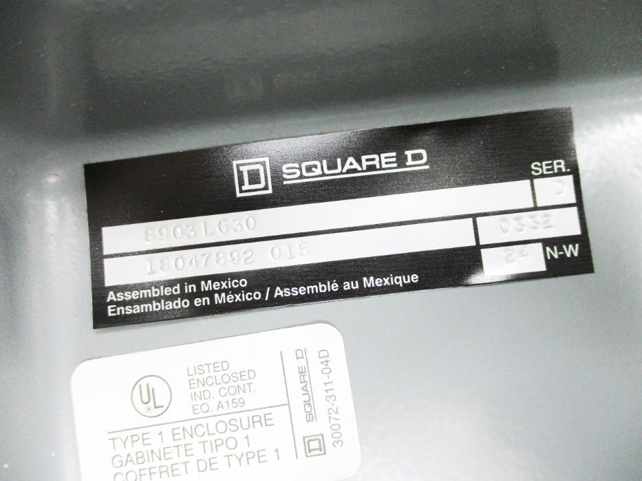 SQUARE D 8903LG30V02 SER. D 110/120V NSNP