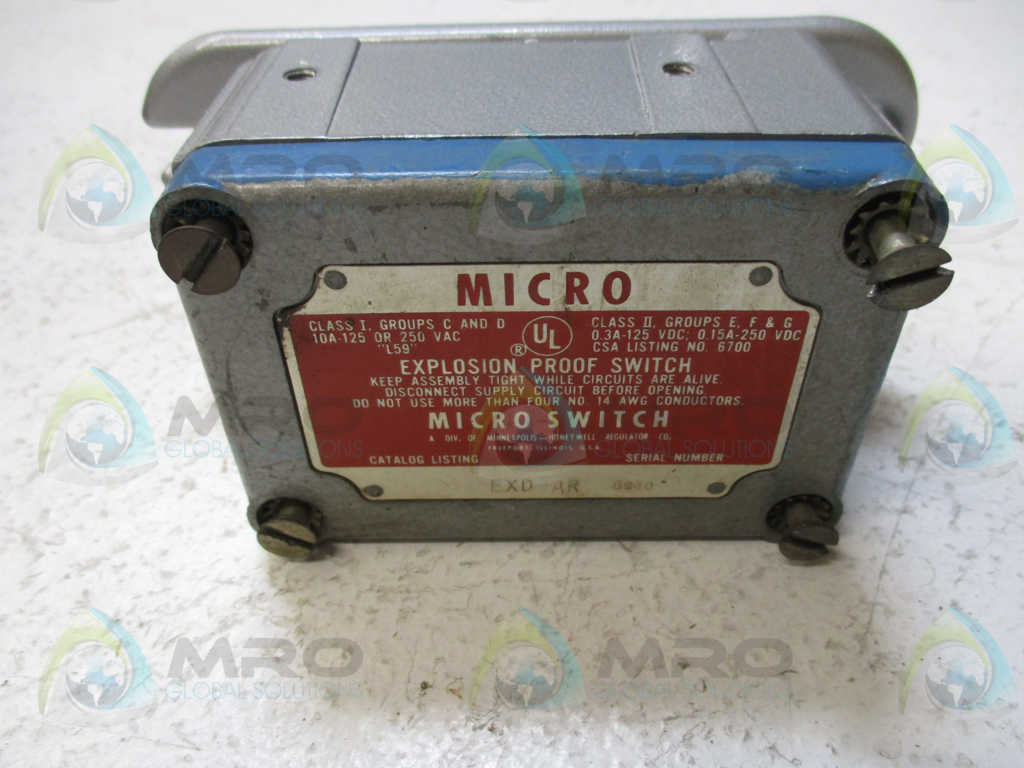 MICROSWITCH EXD-AR EXPLOSION PROOF SWITCH (GREY) *USED*
