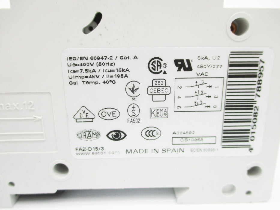 EATON FAZ-D15/3 277V 15A NSNP