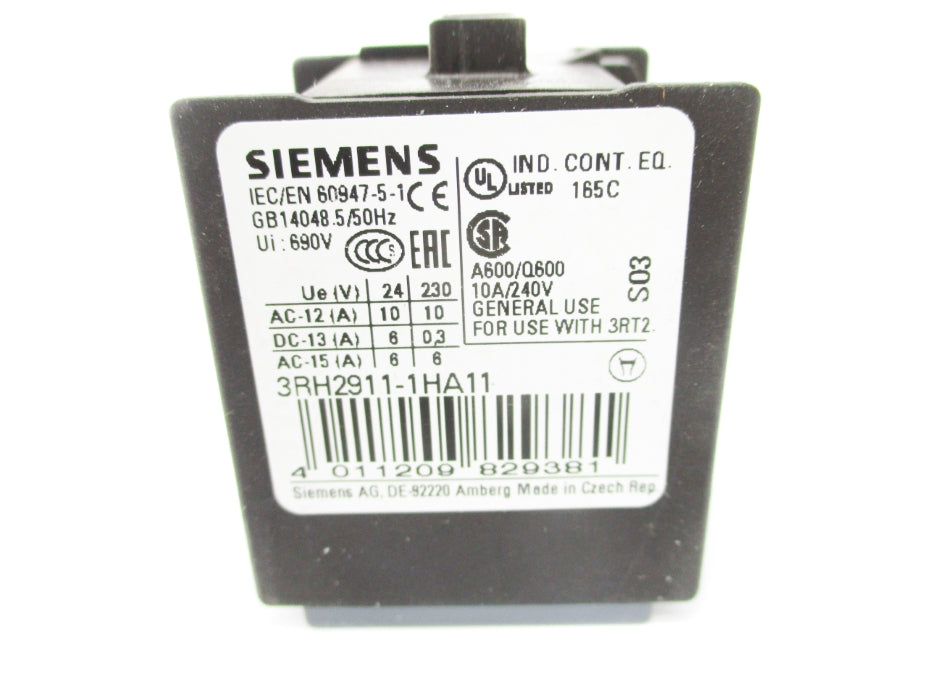 SIEMENS 3RH2911-1HA11 240V 10A NSNP