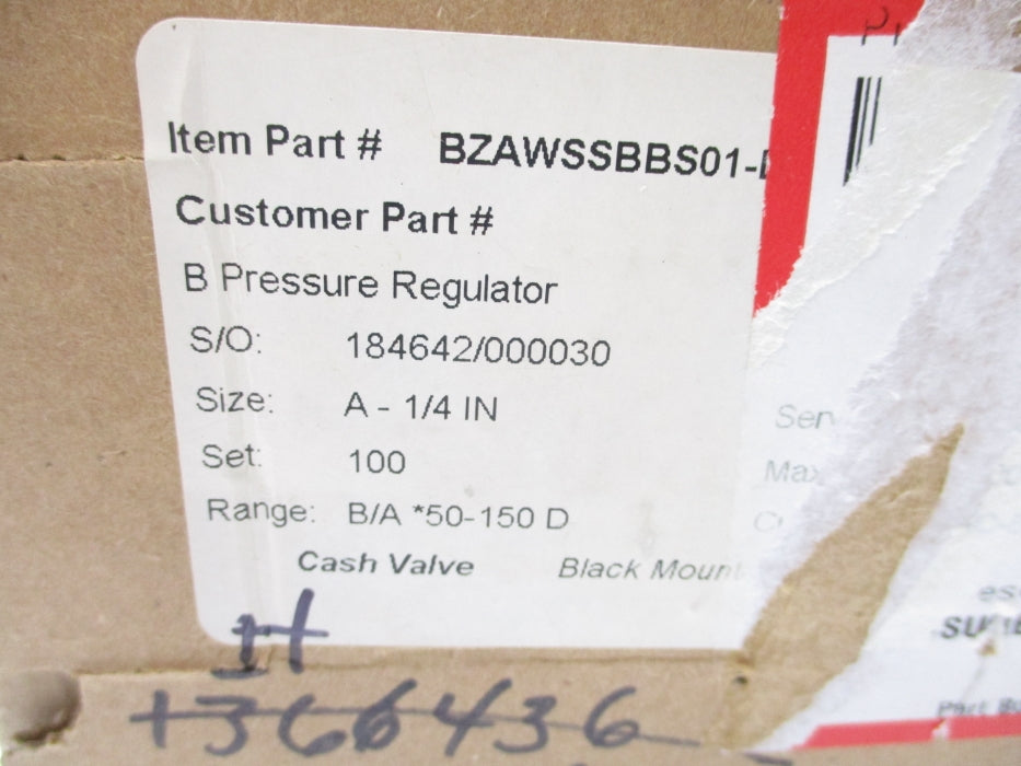 CASH VALVE BZAWSSBBS01-D 100/400PSI RANGE:50-150 NSMP