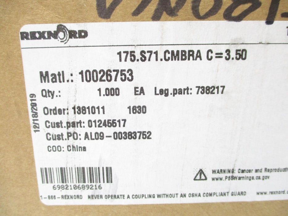 REXNORD 175.S71.CMBRA-C=3.50 738217 NSFS