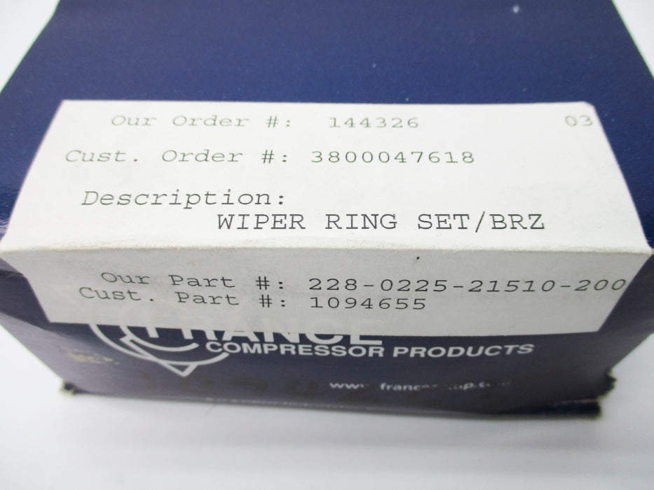 FRANCE COMPRESSOR PRODUCTS 228-0225-21510-200 1094655 NSFS
