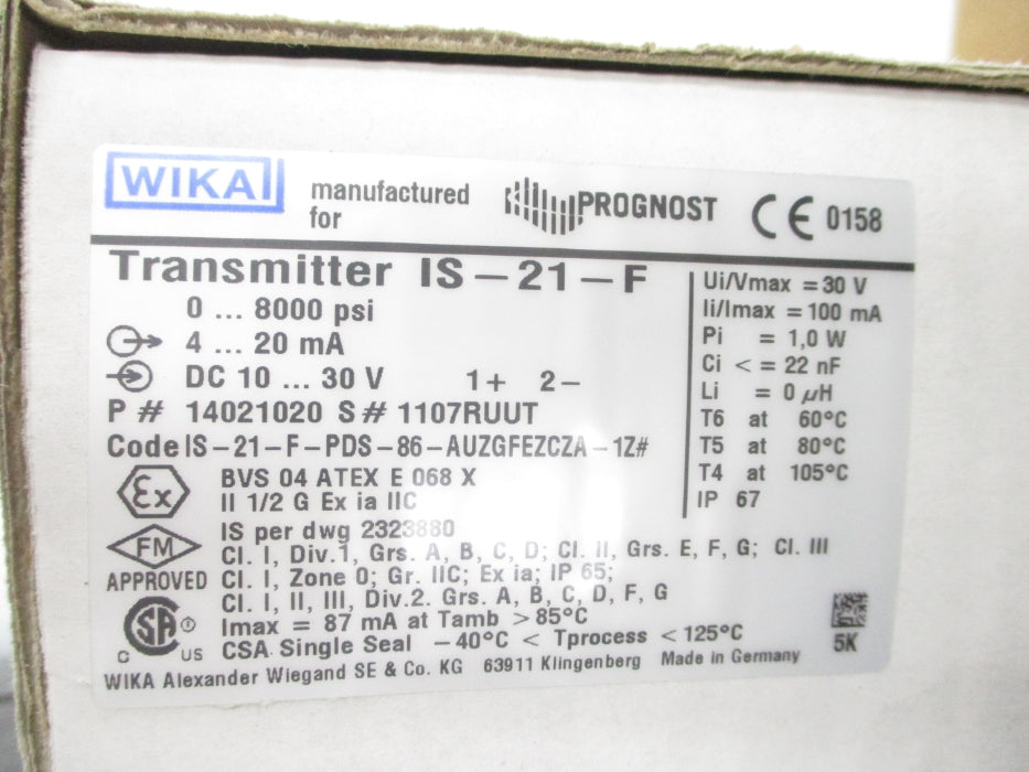 WIKA IS-21-F 8000PSI NSFS
