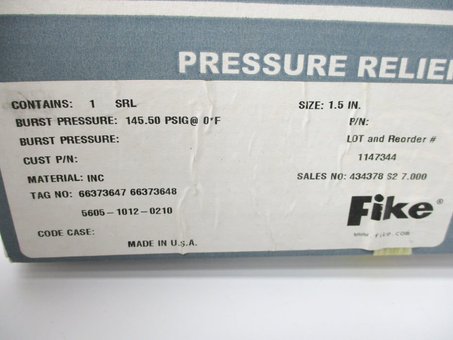 FIKE SRL-1.5 1147344 145.50PSIG NSFS