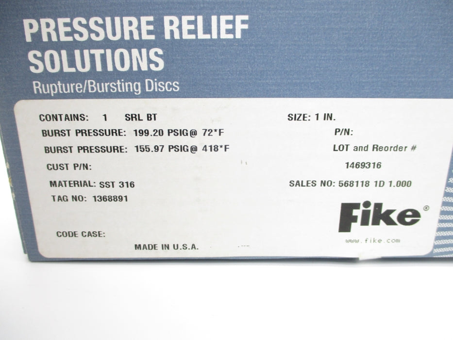 FIKE SRL-BT-1 1469316 199.20PSIG NSFS