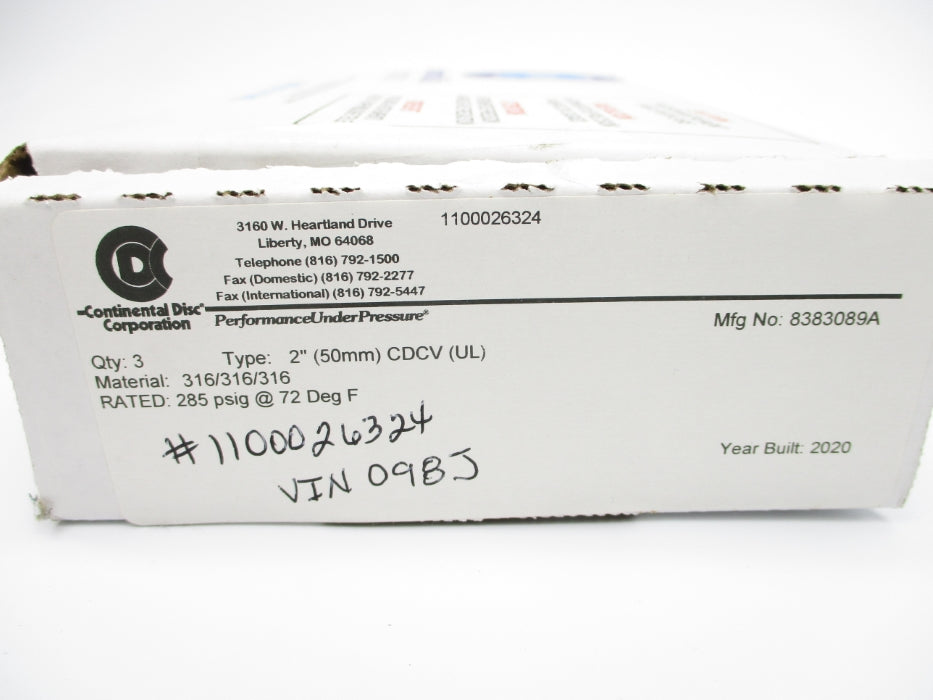 CONTINENTAL DISC 8383089A 285PSIG (PKG OF 3) NSMP