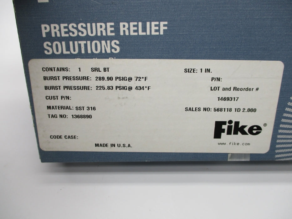 FIKE SRL-BT-1 1469317 289.90PSIG NSFS