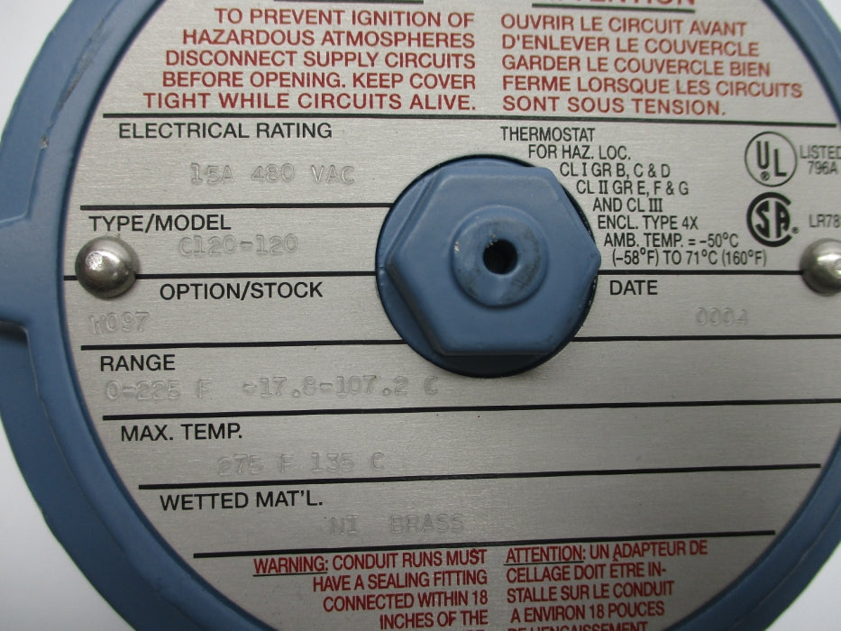 UNITED ELECTRIC C120-120 480VAC 15A NSNP