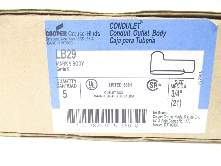 CROUSE-HINDS LB29 (PKG OF 5) NSMP