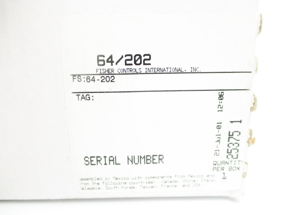 FISHER 64/202 0-100PSI NSMP