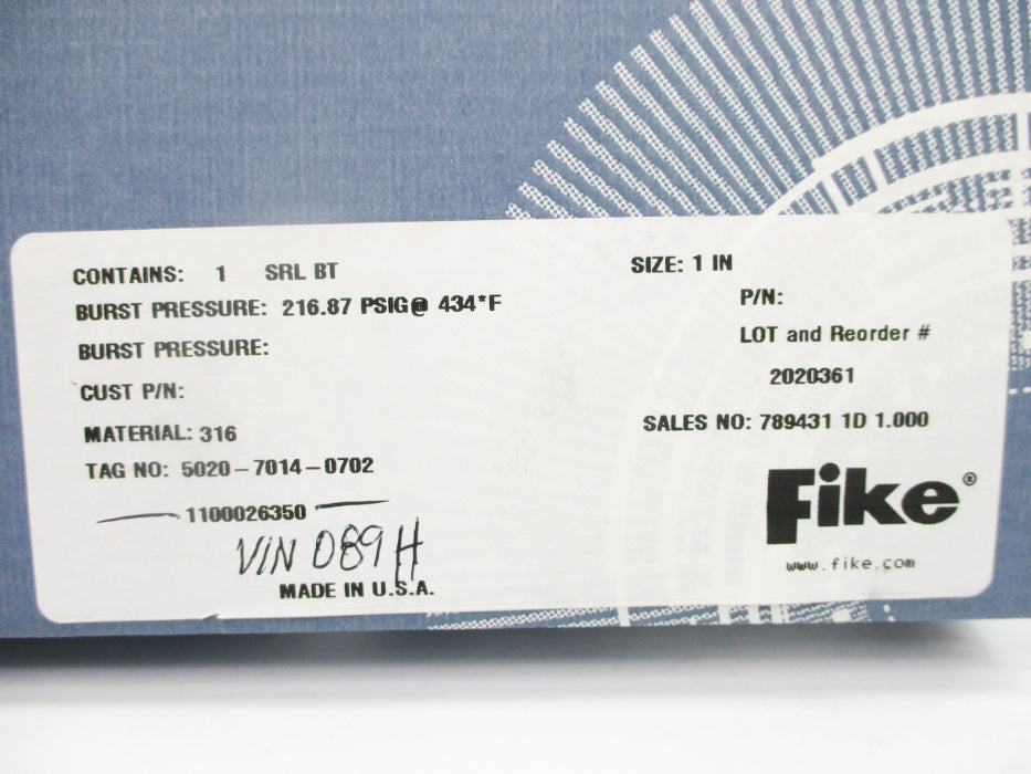 FIKE 2020361 SRLBT 216.87PSIG 434F NSFS