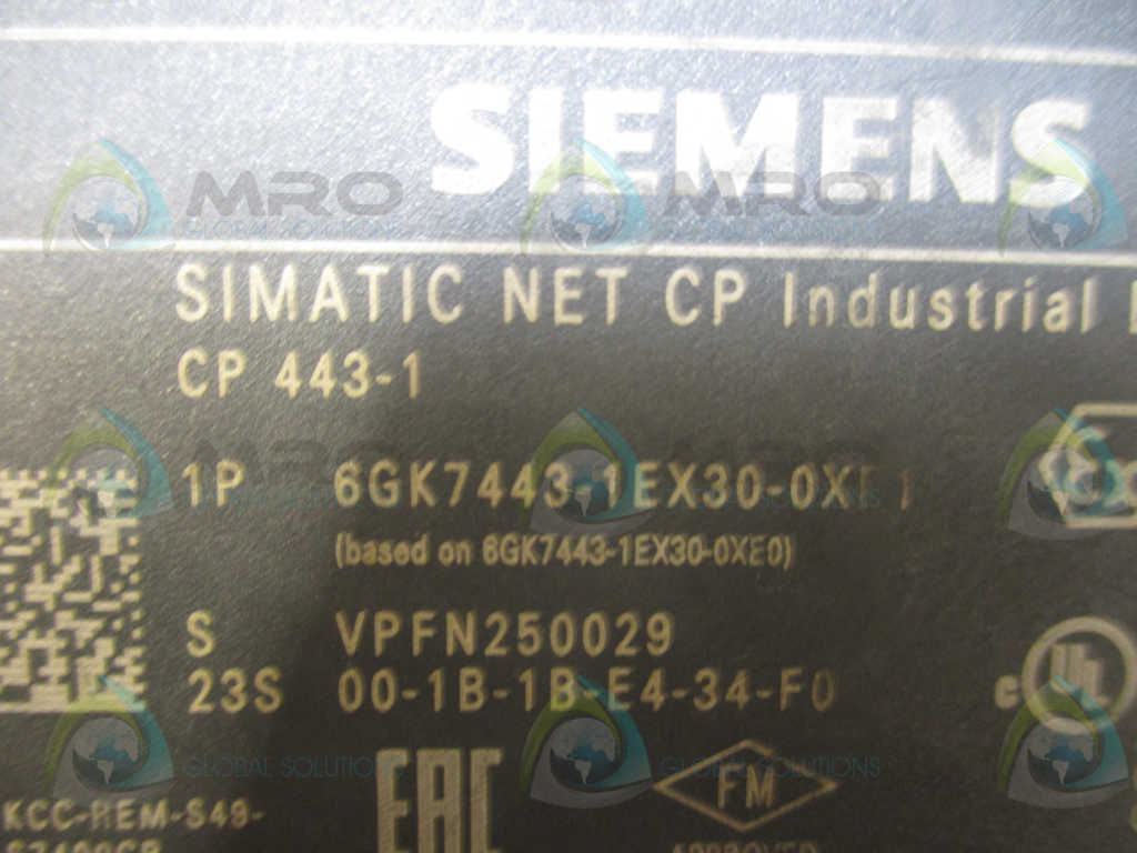 SIEMENS SIMATIC NET CP443 6GK7443-1EX30-0XE0 COMMUNICATION PROCESSOR  *USED*