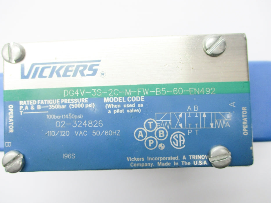 VICKERS DG4V3S2CMFWB560EN492 02-324826 110/120VAC 1450PSI NSNP