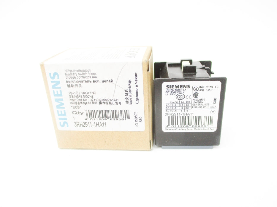 SIEMENS 3RH2911-1HA11 240V 10A NSMP