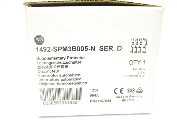 ALLEN BRADLEY 1492-SPM3B005-N SER. D 0.5A 440VAC NSMP