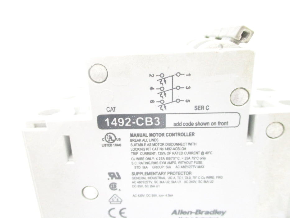ALLEN BRADLEY 1492-CB3H250 SER. C 25A 277V UNMP
