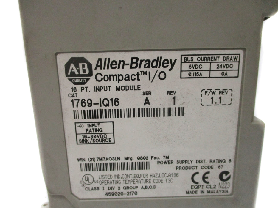 ALLEN BRADLEY 1769-IQ16 SER. A F/W 1.1 UNMP