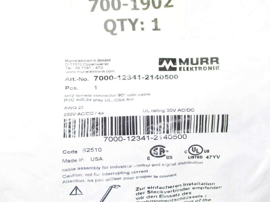 MURR ELEKTRONIK 7000-12341-2140500 NSMP