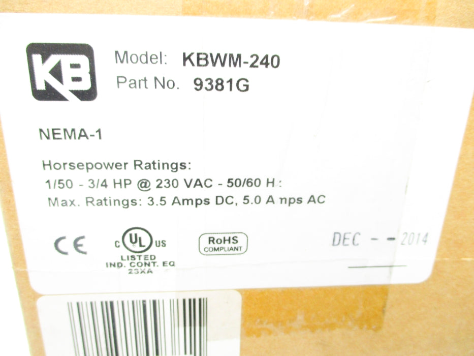 KB ELECTRONICS KBWM-240 9381G NSMP