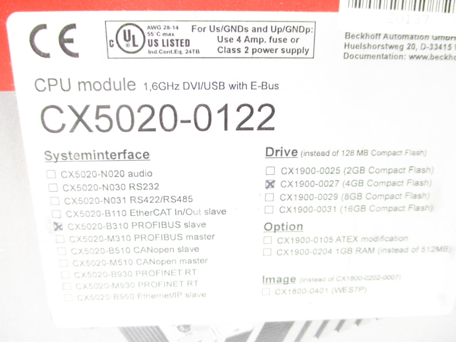 BECKHOFF CX5020-0122 NSMP