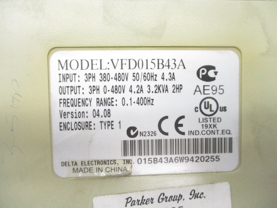DELTA ELECTRONICS VFD015B43A UNMP