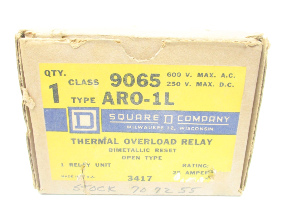 SQUARE D 9065ARO1L 600VAC 25A NSMP