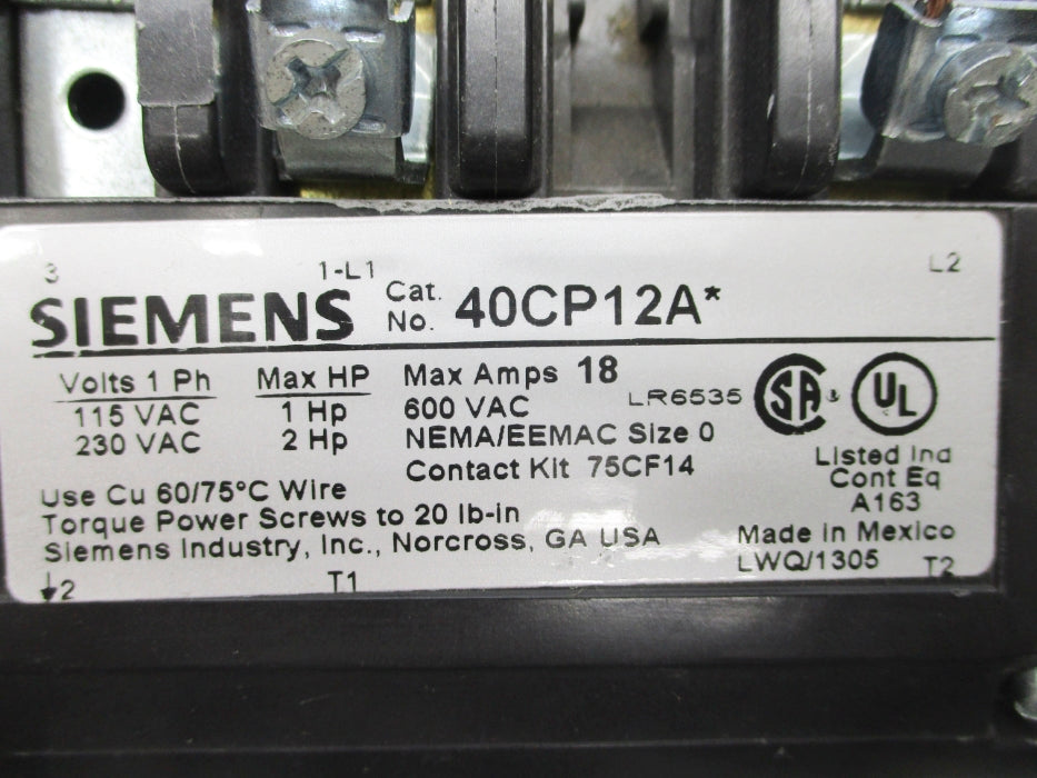 SIEMENS 40CP12A 600VAC NSNP