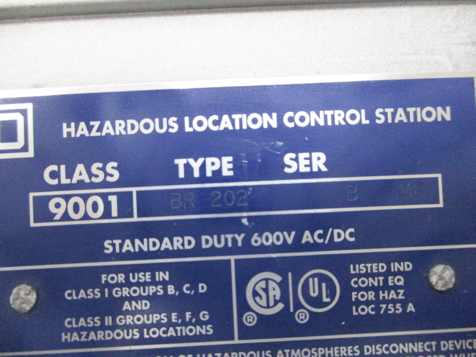 SQUARE D 9001BR202 SER. B NSNP
