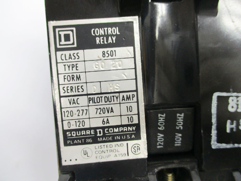 SQUARE D 8501G020 SER. D 110/120V NSNP
