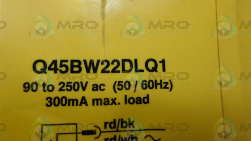 BANNER ENGINEERING Q45BW22DLQ1 SOLID STATE LONG RANGE DIFFUSE MODE SENSOR *USED*