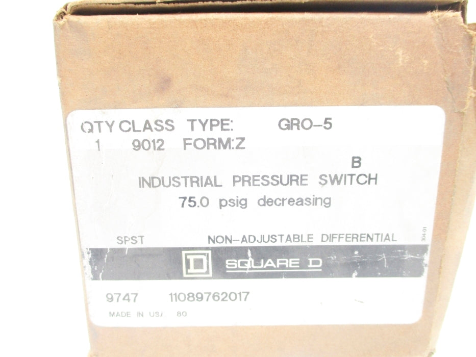 SQUARE D 9012GRO5 SER. B 75.0PSIG NSMP