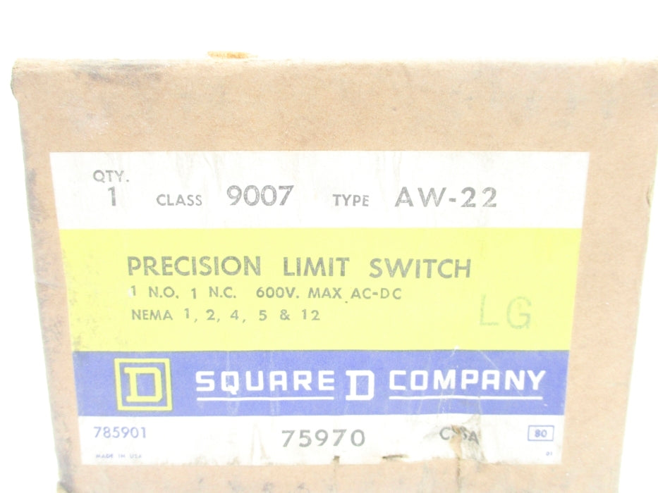 SQUARE D 9007AW22 600VAC 8A NSMP