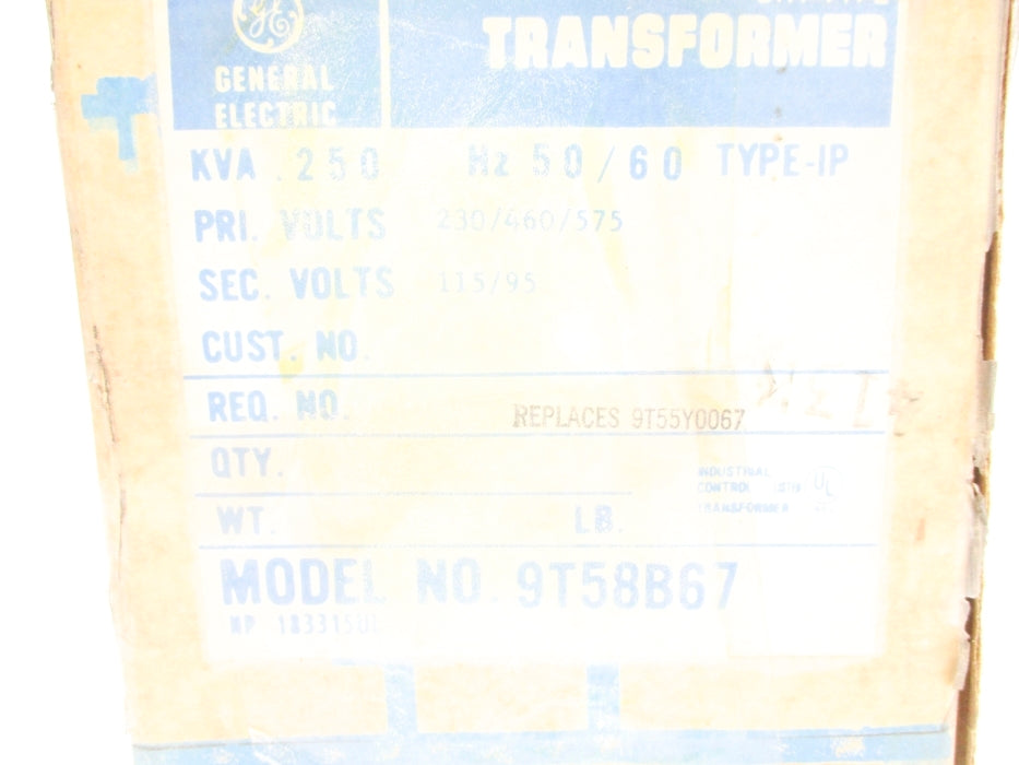 GENERAL ELECTRIC 9T58B67 .250KVA NSMP