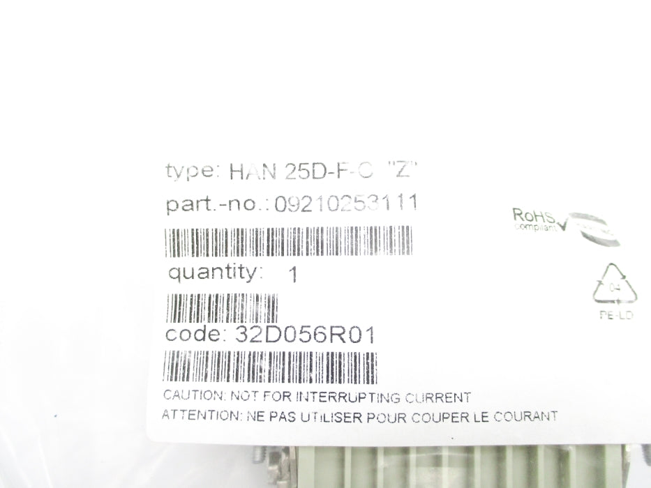 HARTING 09210253111 HAN25D-F-C NSMP