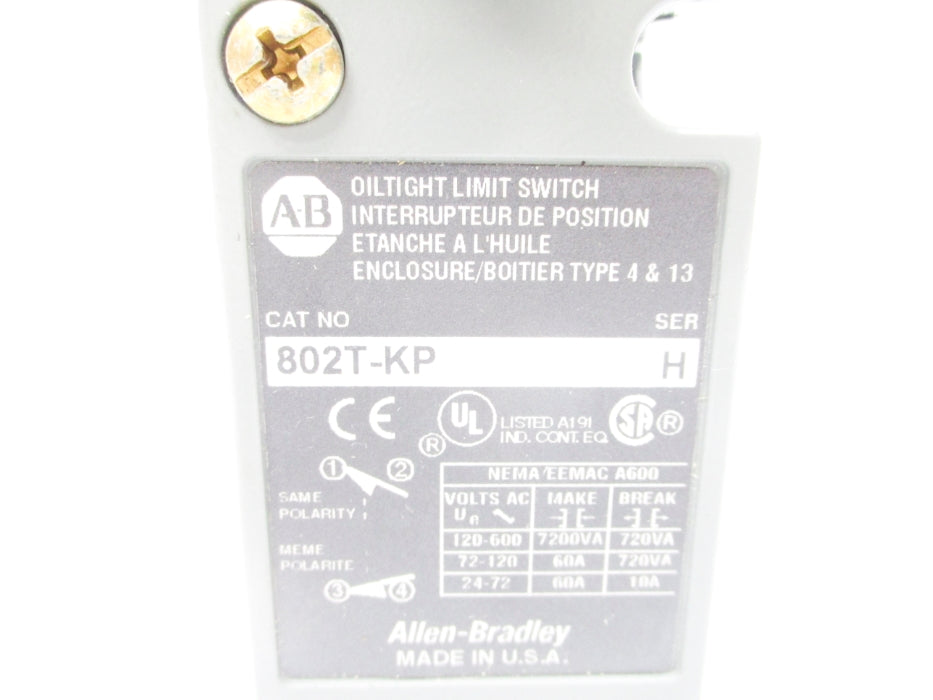 ALLEN BRADLEY 802T-KP SER. H 120-600VAC 60A (AS PICTURED) NSNP