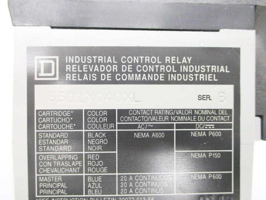 SQUARE D 8501XO40XLV02 SER. B 110/120V NSNP