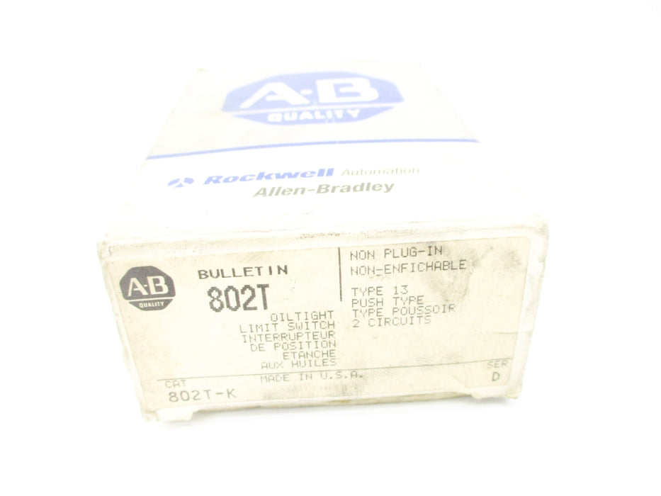 ALLEN BRADLEY 802T-K SER. D 120-600VAC 60A (GY/BL) NSMP