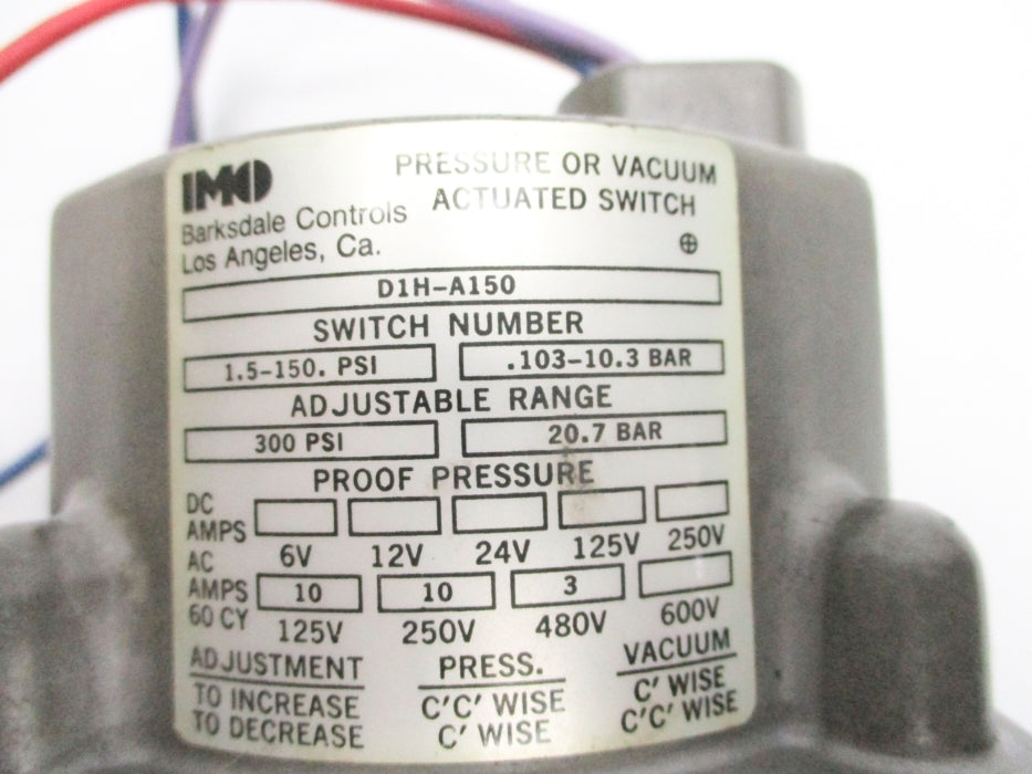 BARKSDALE D1H-A150 1.5-150PSI UNMP