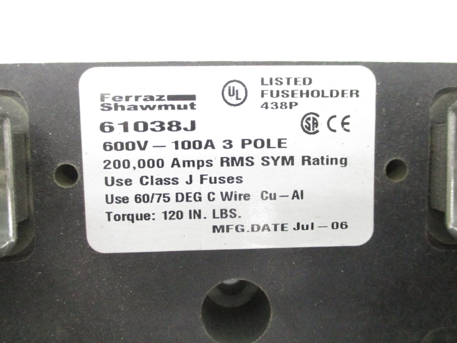 FERRAZ SHAWMUT 61038J 600V 100A NSNP