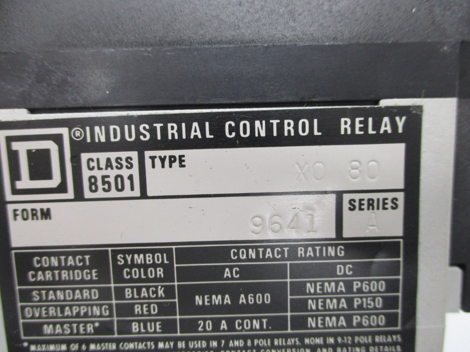 ALLEN BRADLEY 8501X080V02 SER. A 110/120V NSNP