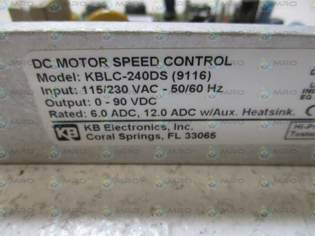 KB ELECTRIC KBLC240DS (9116) DC MOTOR SPEED CONTROL *NEW NO BOX* MRO