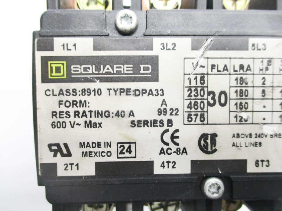 SQUARE D 8910DPA33 SER. B 277V UNMP